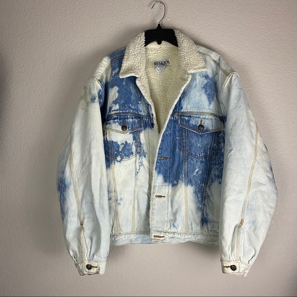 Bugle Boy Vintage Denim Distressed Sherpa Jacket - Picture 1 of 5